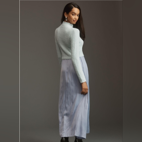 NWT Anthropologie Long Sleeve Thea Eyelash Twofer Sweater Dress in SKYE … - Picture 4 of 9